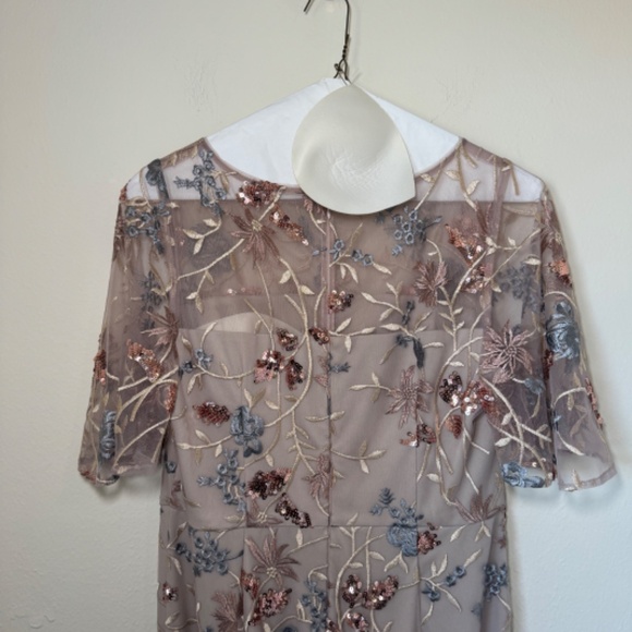 JS Collections Floral Embroidered Maxi Dress - Beige and Blue - Picture 5 of 8